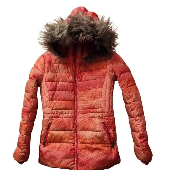Hawke & Co Jackets & Blazers - Hawke & Co Pro Series Pink Puffer Jacket Faux Fur Hood Size 14 some wear on the